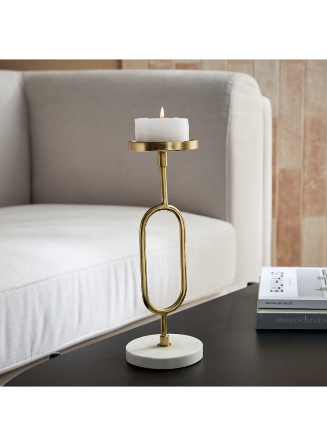 Home Box Blake Metal Candle Stand with Marble Base - 10x10x29.5 cm - Image 1